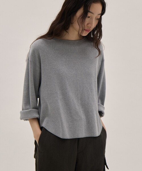 YLEVE（イレーヴ）の「[YLEVE/イレーヴ]COTTON RIB PULLOVER/コットンリブ プルオーバー/カットソー（Tシャツ/カットソー・レディース・グレー/ホワイト・1）」の3枚目の写真