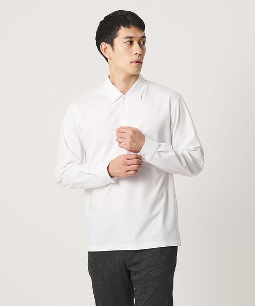 UNITED ARROWS(ユナイテッドアローズ)の「ポンチ ロングスリーブ ポロシャツ UA COZY 抗菌防臭 接触冷感(ポロシャツ・メンズ・ホワイト/オリーブ/ネイビー・XL/S/L/M)」の2枚目の写真