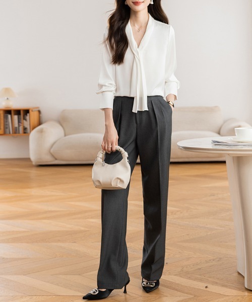 ReRe(リリ)の「ボウタイ付き長袖ブラウス(シャツ/ブラウス・レディース・ホワイト/パープル・LARGE/MEDIUM/X-LARGE)」の12枚目の写真