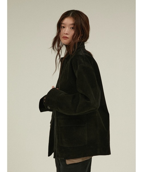 LA PEAU DE GEM(ラポドゥジェム)の「エコスエードステッチカバーオール スエードジャケット / 【 LA PEAU DE GEM 】 eco suede stitch cover all(ブルゾン・レディース・ブラック/ブラウン・FREE)」の10枚目の写真