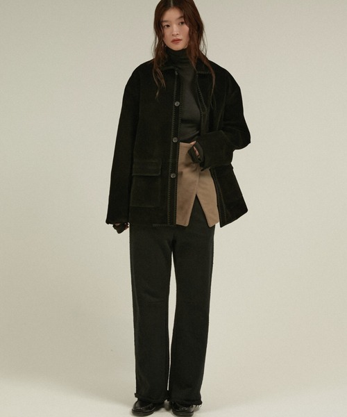 LA PEAU DE GEM(ラポドゥジェム)の「エコスエードステッチカバーオール スエードジャケット / 【 LA PEAU DE GEM 】 eco suede stitch cover all(ブルゾン・レディース・ブラック/ブラウン・FREE)」の12枚目の写真