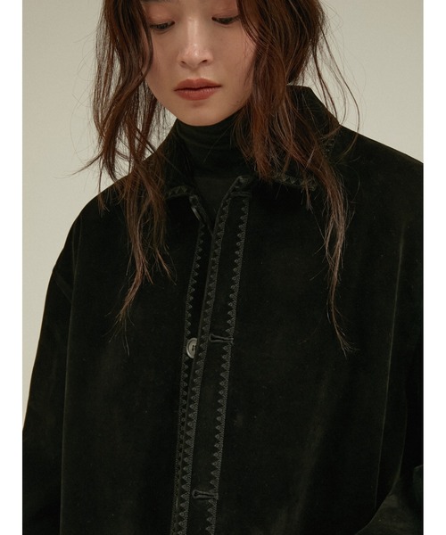 LA PEAU DE GEM(ラポドゥジェム)の「エコスエードステッチカバーオール スエードジャケット / 【 LA PEAU DE GEM 】 eco suede stitch cover all(ブルゾン・レディース・ブラック/ブラウン・FREE)」の15枚目の写真