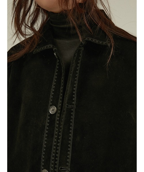 LA PEAU DE GEM(ラポドゥジェム)の「エコスエードステッチカバーオール スエードジャケット / 【 LA PEAU DE GEM 】 eco suede stitch cover all(ブルゾン・レディース・ブラック/ブラウン・FREE)」の16枚目の写真