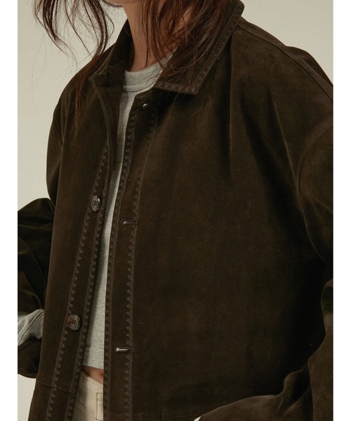 LA PEAU DE GEM(ラポドゥジェム)の「エコスエードステッチカバーオール スエードジャケット / 【 LA PEAU DE GEM 】 eco suede stitch cover all(ブルゾン・レディース・ブラック/ブラウン・FREE)」の19枚目の写真