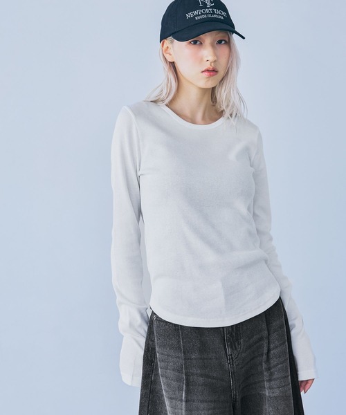 JEANASIS（ジーナシス）の「ソフトリブLS TEE/1098212（Tシャツ/カットソー・レディース・ブラック系その他/ブラウン系その他/ブルー系その他/ホワイト/ブラック・FREE）」の2枚目の写真
