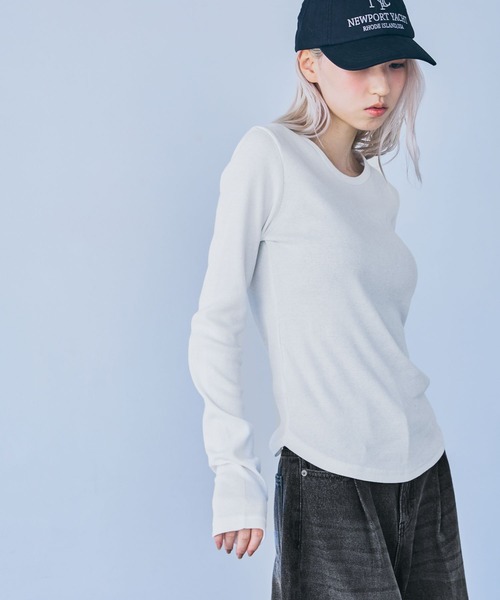 JEANASIS（ジーナシス）の「ソフトリブLS TEE/1098212（Tシャツ/カットソー・レディース・ブラック系その他/ブラウン系その他/ブルー系その他/ホワイト/ブラック・FREE）」の9枚目の写真