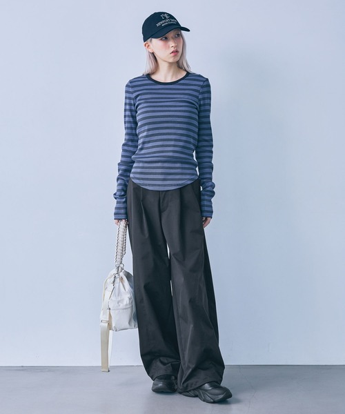 JEANASIS（ジーナシス）の「ソフトリブLS TEE/1098212（Tシャツ/カットソー・レディース・ブラック系その他/ブラウン系その他/ブルー系その他/ホワイト/ブラック・FREE）」の14枚目の写真