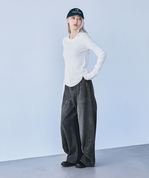 JEANASIS（ジーナシス）の「ソフトリブLS TEE/1098212（Tシャツ/カットソー・レディース・ブラック系その他/ブラウン系その他/ブルー系その他/ホワイト/ブラック・FREE）」の8枚目の写真