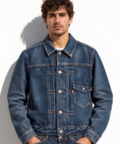 TMT（ティーエムティー）の「SELVEDGE DENIM TRUCKER JACKET（デニムジャケット・メンズ・インディゴブルー/ライトインディゴブルー・MEDIUM/LARGE/X-LARGE/SMALL）」の6枚目の写真