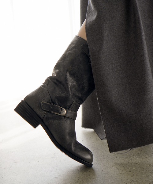 AP STUDIO(エーピーストゥディオ)の「【SYSTEM/システム】Washed Leather Boots(ブーツ・レディース・ブラウン・25cm/24cm/23cm)」の1枚目の写真