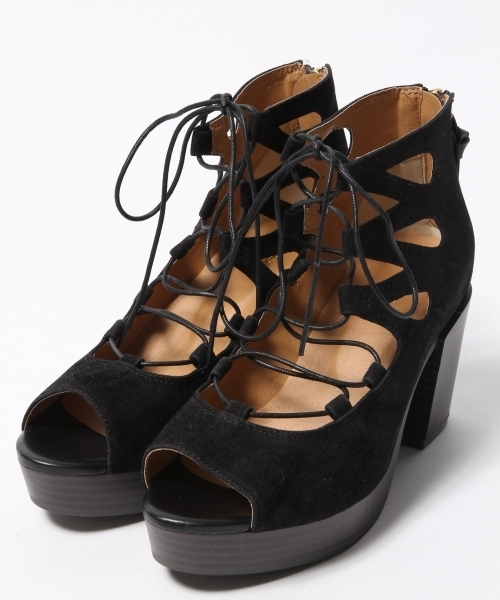 Heather(ヘザー)の「レースUPサンダル 713996(サンダル・レディース・ブラウン/ブラック/ブラック系その他・LARGE/MEDIUM)」の2枚目の写真