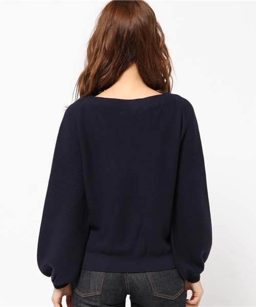 MOUSSY（マウジー）の「VOLUME SLEEVE KNIT TOPS（ニット/セーター・レディース・ピンク/オフホワイト/ネイビー/イエロー・FREE）」の7枚目の写真