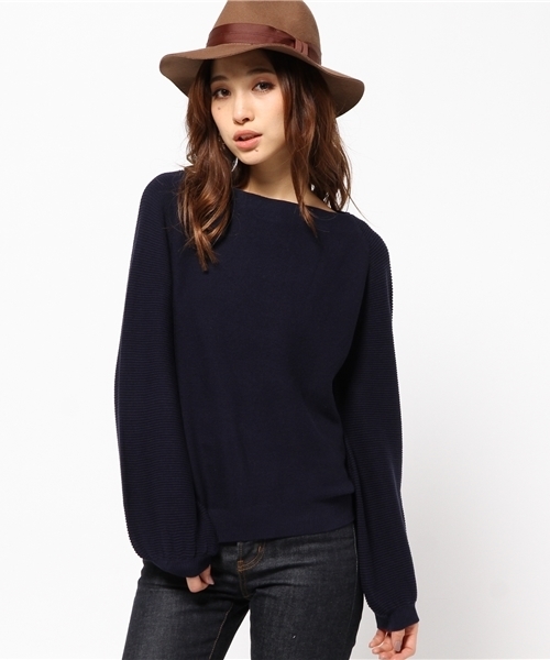 MOUSSY（マウジー）の「VOLUME SLEEVE KNIT TOPS（ニット/セーター・レディース・ピンク/オフホワイト/ネイビー/イエロー・FREE）」の13枚目の写真