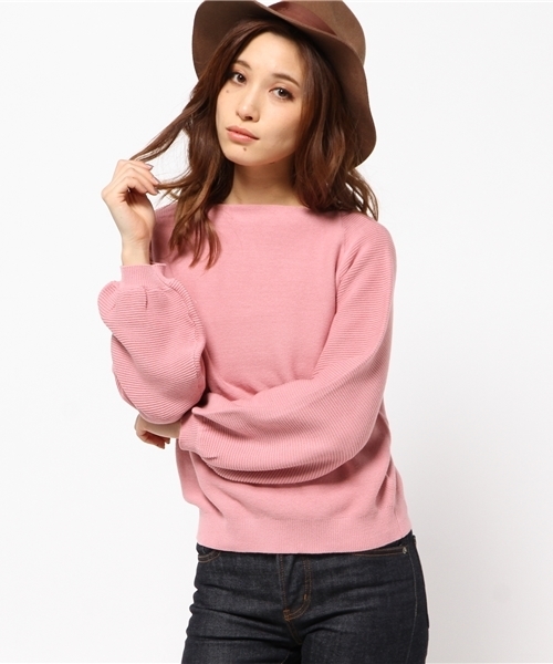 MOUSSY（マウジー）の「VOLUME SLEEVE KNIT TOPS（ニット/セーター・レディース・ピンク/オフホワイト/ネイビー/イエロー・FREE）」の15枚目の写真