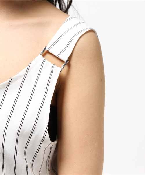 VENCEEXCHANGE（ヴァンスエクスチェンジ）の「ジョーゼットロンパース（つなぎ/オールインワン・レディース・ブラック/ホワイト・MEDIUM/LARGE）」の5枚目の写真