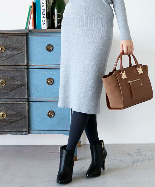 N.（N. Natural Beauty Basic）（エヌエヌナチュラルビューティーベーシック）の「リブセットアップスカート（スカート・レディース・ベージュ/ブラック/グレー/ボルドー・MEDIUM）」の3枚目の写真