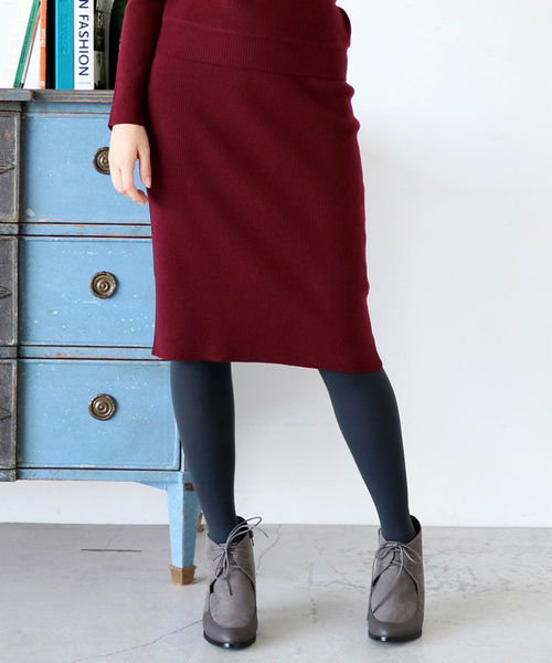 N.（N. Natural Beauty Basic）（エヌエヌナチュラルビューティーベーシック）の「リブセットアップスカート（スカート・レディース・ベージュ/ブラック/グレー/ボルドー・MEDIUM）」の4枚目の写真