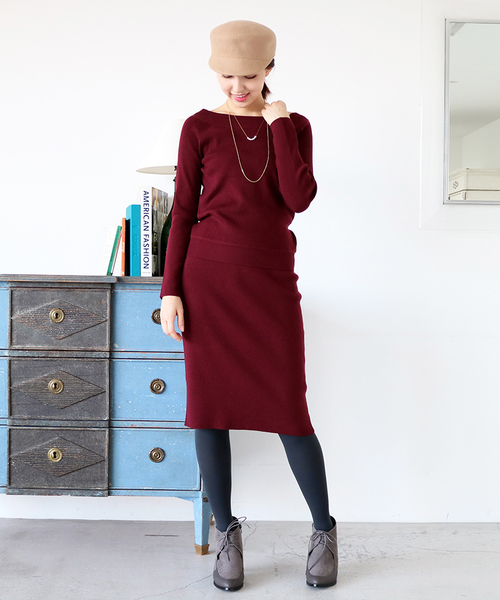 N.（N. Natural Beauty Basic）（エヌエヌナチュラルビューティーベーシック）の「リブセットアップスカート（スカート・レディース・ベージュ/ブラック/グレー/ボルドー・MEDIUM）」の5枚目の写真