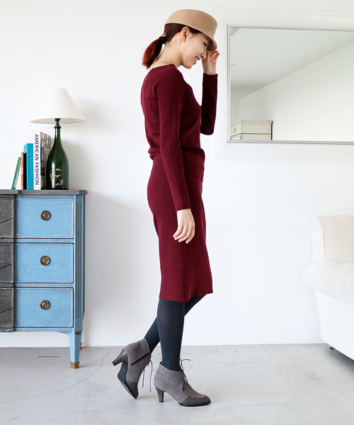 N.（N. Natural Beauty Basic）（エヌエヌナチュラルビューティーベーシック）の「リブセットアップスカート（スカート・レディース・ベージュ/ブラック/グレー/ボルドー・MEDIUM）」の6枚目の写真