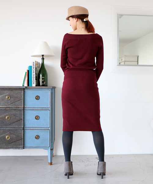 N.（N. Natural Beauty Basic）（エヌエヌナチュラルビューティーベーシック）の「リブセットアップスカート（スカート・レディース・ベージュ/ブラック/グレー/ボルドー・MEDIUM）」の7枚目の写真