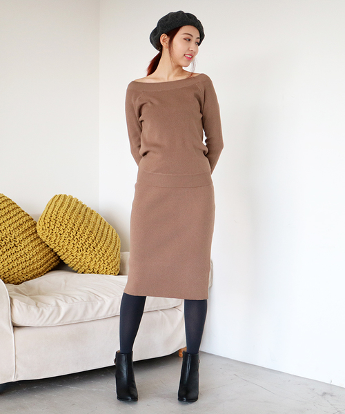 N.（N. Natural Beauty Basic）（エヌエヌナチュラルビューティーベーシック）の「リブセットアップスカート（スカート・レディース・ベージュ/ブラック/グレー/ボルドー・MEDIUM）」の8枚目の写真