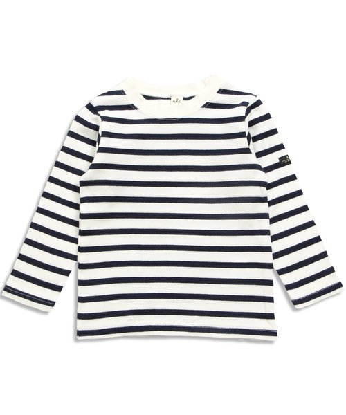 apres les cours(アプレレクール)の「先染めボーダー長袖Tシャツ(Tシャツ/カットソー・キッズ・グリーン/ネイビー/ピンク/イエロー/レッド・90/110/130/80/120/100/140)」の1枚目の写真