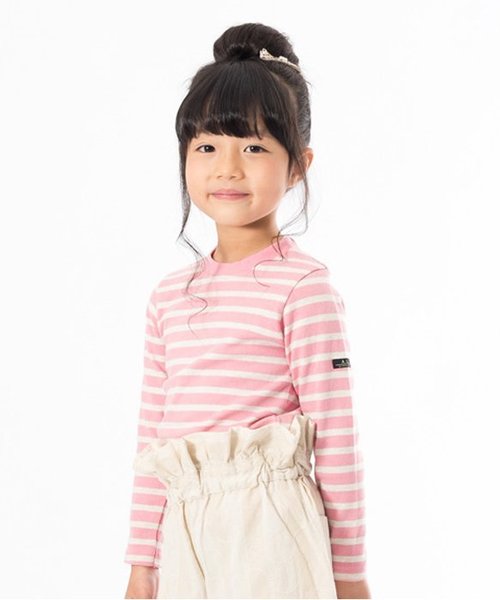 apres les cours(アプレレクール)の「先染めボーダー長袖Tシャツ(Tシャツ/カットソー・キッズ・グリーン/ネイビー/ピンク/イエロー/レッド・90/110/130/80/120/100/140)」の4枚目の写真