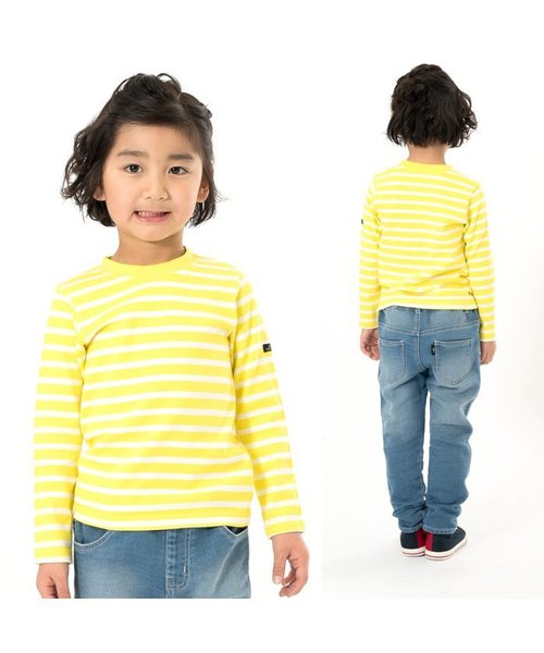 apres les cours(アプレレクール)の「先染めボーダー長袖Tシャツ(Tシャツ/カットソー・キッズ・グリーン/ネイビー/ピンク/イエロー/レッド・90/110/130/80/120/100/140)」の7枚目の写真