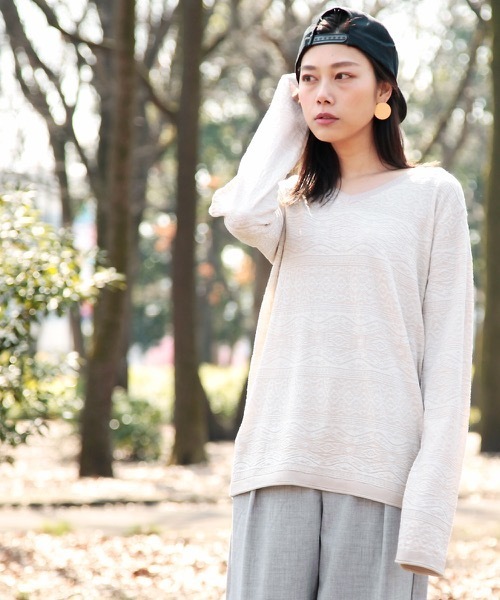 hardcover（ハードカバー）の「《hardcover》ハイゲージスプリングニット(HC-163-14-109)（ニット/セーター・レディース・ワインレッド/アイボリー/ネイビー/グレー・MEDIUM/SMALL/LARGE）」の2枚目の写真