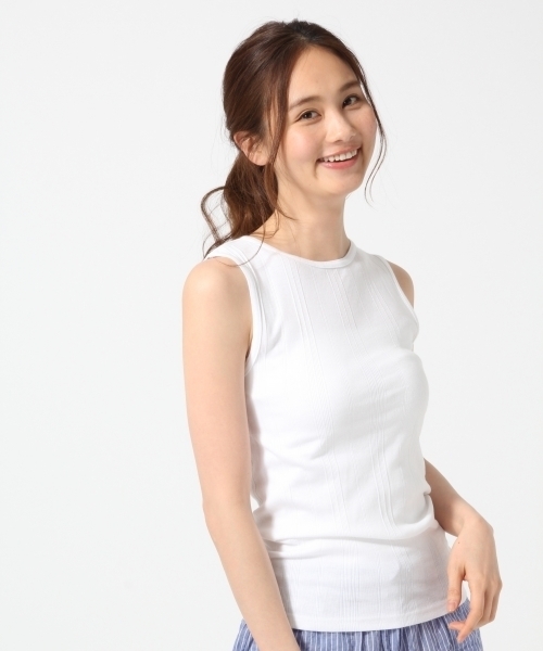 GLOBAL WORK（グローバルワーク）の「【ROOM】ハリヌキタンク/745789（タンクトップ・レディース・グレー/ライトピンク/ブラック/ホワイト・LARGE/MEDIUM）」の2枚目の写真