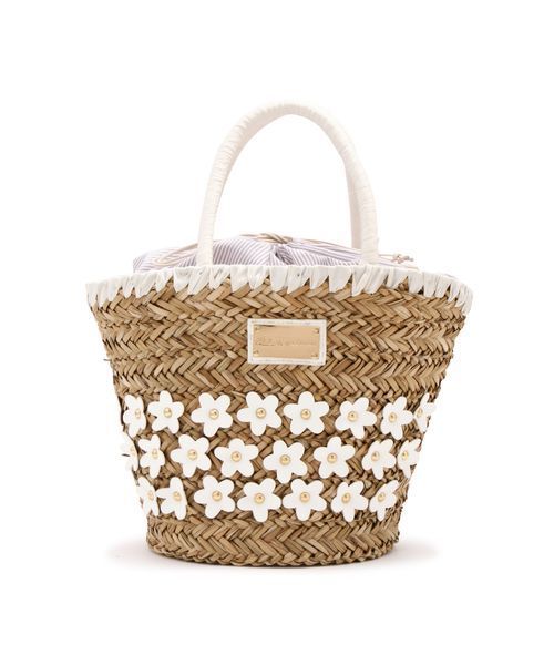 JILL by JILL STUART（ジルバイジルスチュアート）の「【CanCam 6月号掲載　まいさん着用アイテム】FLOWER BASKET（かごバッグ・レディース・ブラック/ホワイト/ブラック系その他・ﾌﾘ-）」の2枚目の写真