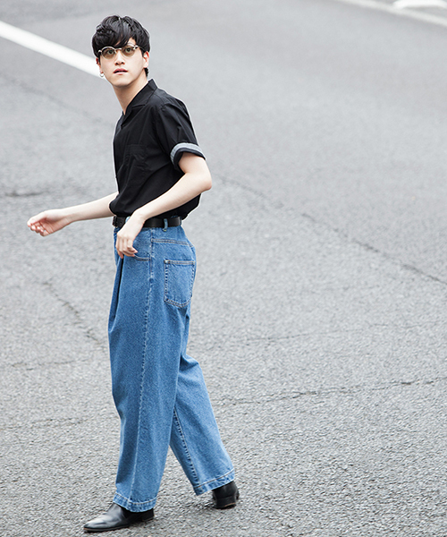 WEGO（ウィゴー）の「WEGO/タックデニムワイドパンツ（デニムパンツ・メンズ・インディゴブルー・MEDIUM/LARGE）」の15枚目の写真