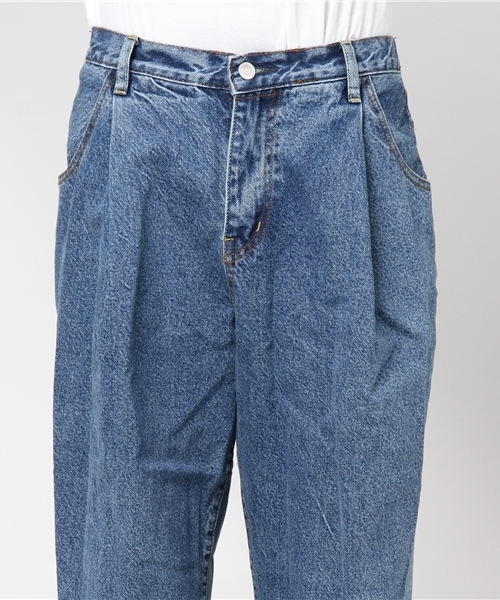 WEGO（ウィゴー）の「WEGO/タックデニムワイドパンツ（デニムパンツ・メンズ・インディゴブルー・MEDIUM/LARGE）」の4枚目の写真