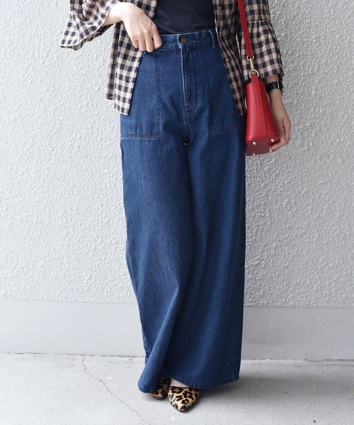 liflattie ships（リフラティ シップス）の「liflattie ships:インディゴ デニム ワイドパンツ ◇（デニムパンツ・レディース・ネイビー・MEDIUM/SMALL/LARGE）」の10枚目の写真