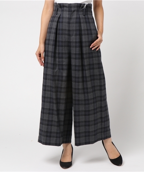 laboratory work（ラボラトリーワーク）の「【再入荷】チェックワイドパンツ（その他パンツ・レディース・グレー系その他/ブラウン系その他/ネイビー・MEDIUM）」の2枚目の写真