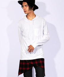 ８(eight) | チェック プルオーバー パーカー スウェット ロング丈(パーカー)