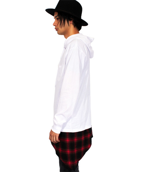 ８(eight)（エイト）の「チェック プルオーバー パーカー スウェット ロング丈（パーカー・メンズ・ホワイト/ブラック・MEDIUM/LARGE）」の19枚目の写真