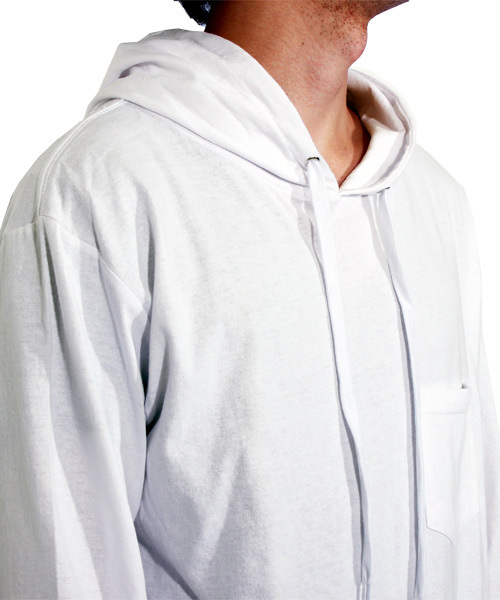 ８(eight)（エイト）の「チェック プルオーバー パーカー スウェット ロング丈（パーカー・メンズ・ホワイト/ブラック・MEDIUM/LARGE）」の5枚目の写真