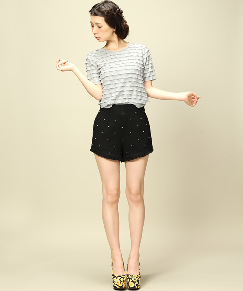 KIKKA THE DIARY OF（キッカ　ザ　ダイアリー　オブ）の「ｸﾘｽﾀﾙｽﾀｯｽﾞﾊﾟﾝﾂ（その他パンツ・レディース・ブラック/ラベンダー/イエロー・36/38）」の2枚目の写真