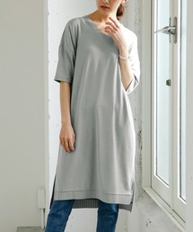 リブデザインロング丈チュニック
