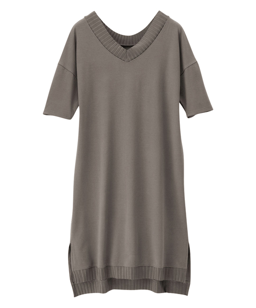 RANAN(ラナン)の「リブデザインロング丈チュニック(チュニック・レディース・ブラック/ネイビー/モカ/カーキ/ライトグレー・MEDIUM/X-LARGE/LARGE)」の8枚目の写真