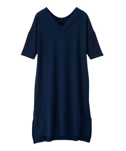 RANAN(ラナン)の「リブデザインロング丈チュニック(チュニック・レディース・ブラック/ネイビー/モカ/カーキ/ライトグレー・MEDIUM/X-LARGE/LARGE)」の9枚目の写真