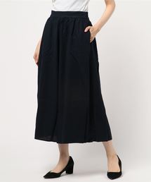 ・麻混ギャザーロングガウチョパンツ