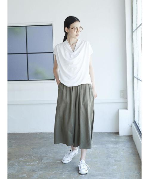 AMERICAN HOLIC(アメリカンホリック)の「・麻混ギャザーロングガウチョパンツ(その他パンツ・レディース・チャコールグレー/カーキ/ピンク/ネイビー/イエロー/キャメル/ベージュ/サックスブルー・FREE)」の18枚目の写真