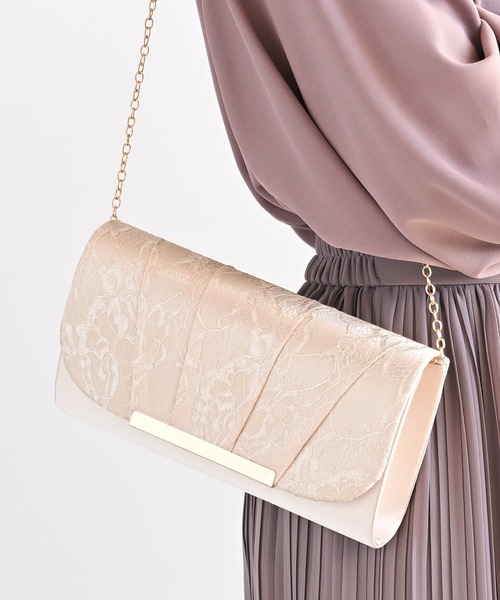 rps（アールピーエス）の「レース×サテン2WAYクラッチBAG（クラッチバッグ・レディース・ブラック/ベージュ/チャコールグレー・フリー）」の3枚目の写真