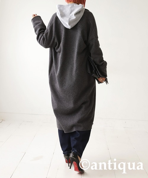 antiqua（アンティカ）の「ショールカラーボアコート（テーラードジャケット・レディース・ブラック/グレー・FREE）」の15枚目の写真