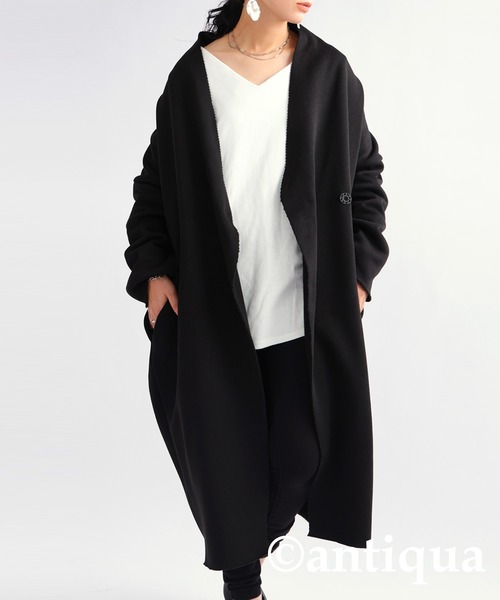 antiqua（アンティカ）の「ショールカラーボアコート（テーラードジャケット・レディース・ブラック/グレー・FREE）」の21枚目の写真