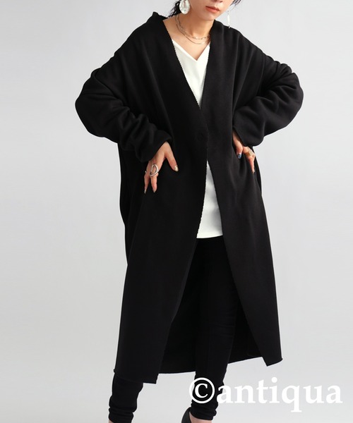 antiqua（アンティカ）の「ショールカラーボアコート（テーラードジャケット・レディース・ブラック/グレー・FREE）」の19枚目の写真