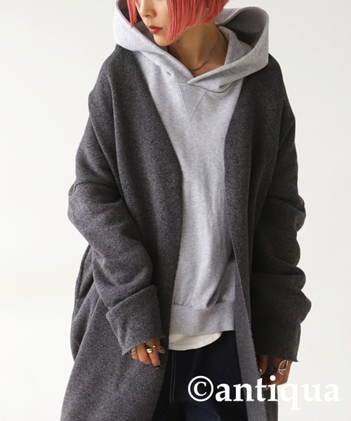 antiqua（アンティカ）の「ショールカラーボアコート（テーラードジャケット・レディース・ブラック/グレー・FREE）」の16枚目の写真