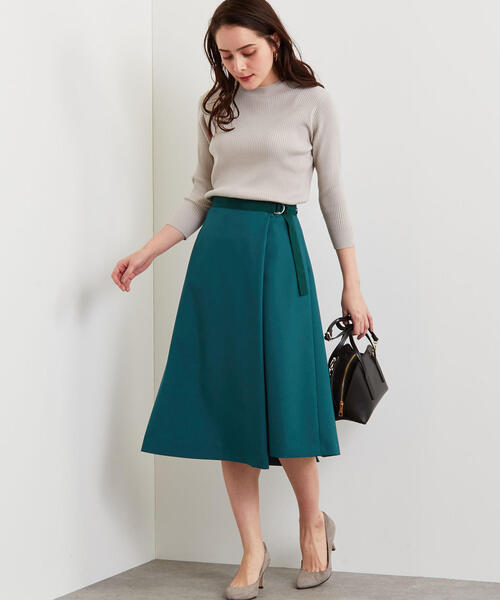 green label relaxing(グリーンレーベルリラクシング)の「D グログラン ベルト フレア スカート(スカート・レディース・ターコイズブルー/ベージュ/ネイビー・38/36)」の10枚目の写真